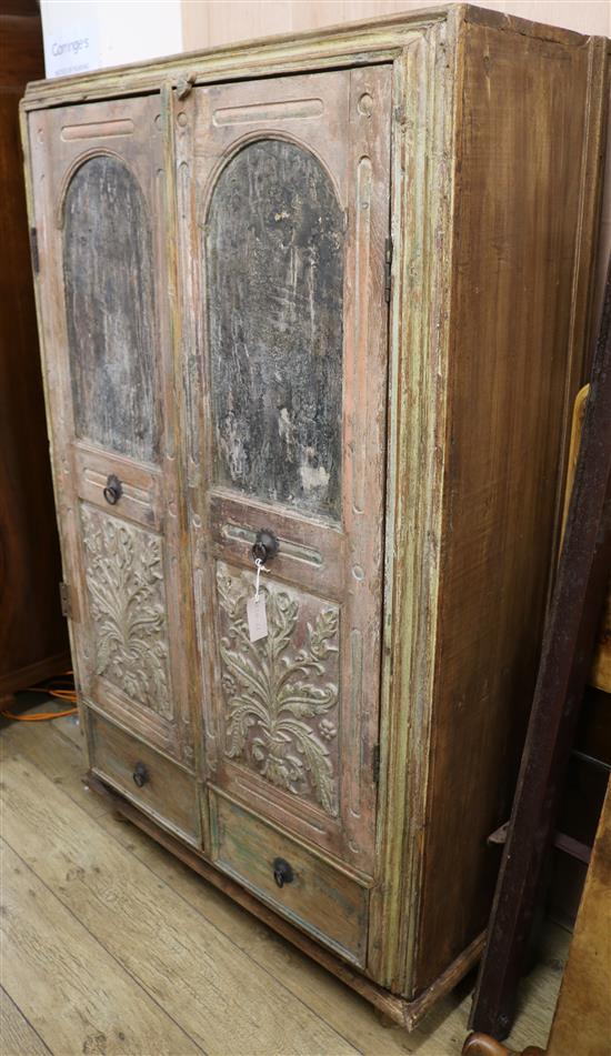 An Indian painted hardwood cupboard, H.158cm
